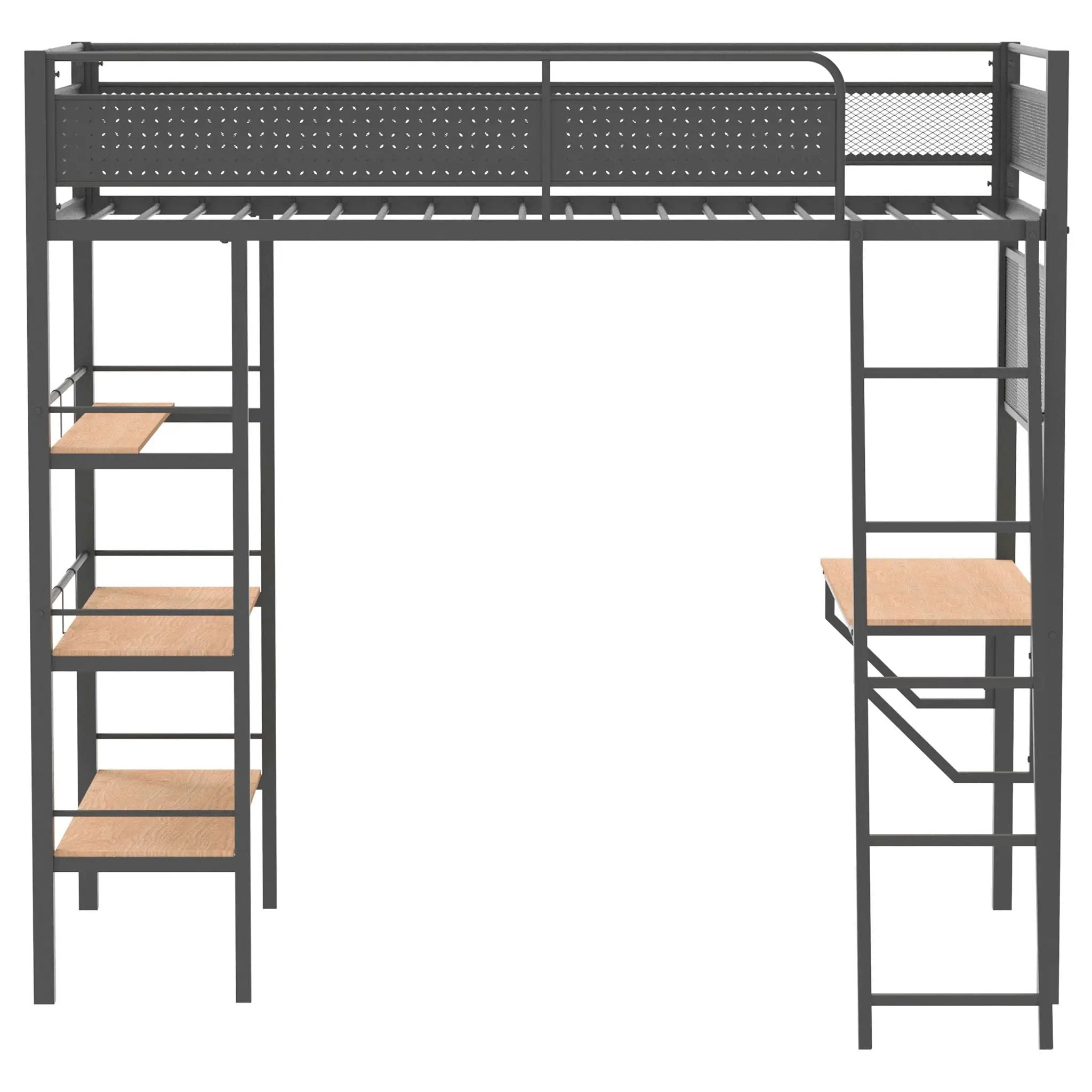 Campus 3-shelf Metal Twin Workstation Loft Bed Matte Black by Unique Piece Furniture