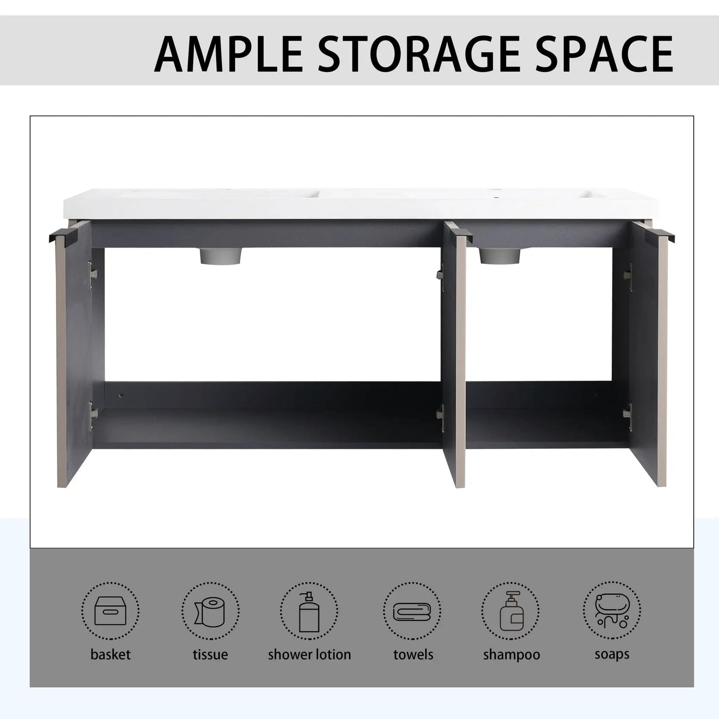 Contemporary Wall Mounted Bathroom Vanity With Resin Double Sink by Unique Piece Furniture