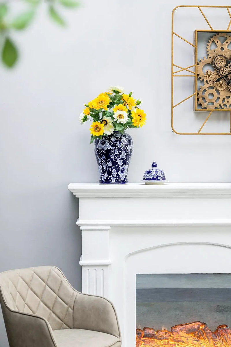 9.5x9.5x18" Porcelain Decorative Ginger Jar by HouseOfZazla