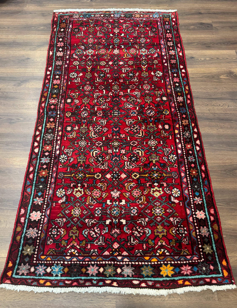 Red Persian Rug 4x7, Village Rug, Wool Vintage Carpet by Jewel Rugs