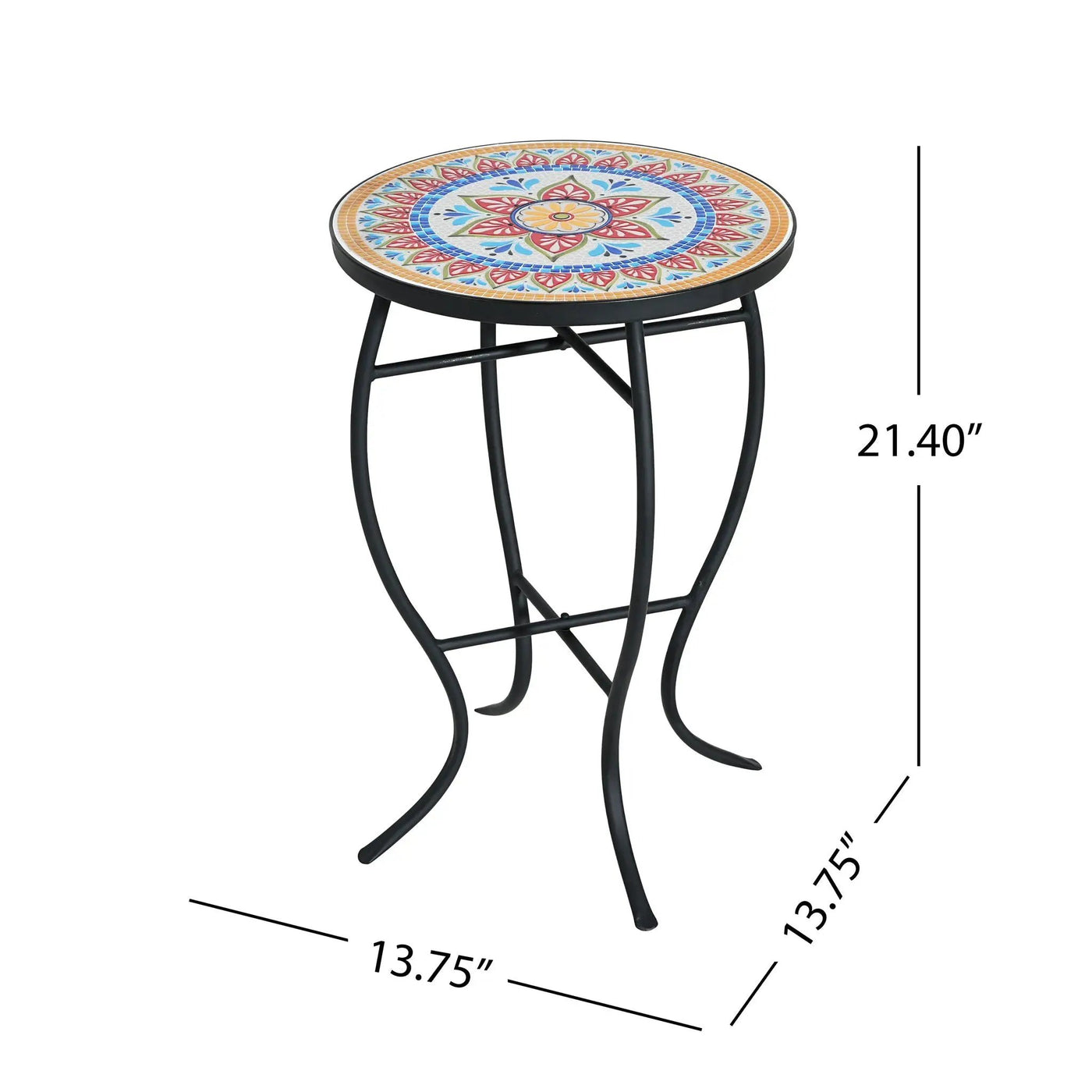 Outdoor Round Side Table With Mosaic Style Top And Curved Iron Legs by HouseOfZazla