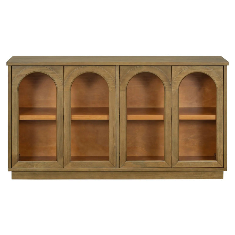 TREXM 4-Door Large Storage Buffet Cabinet with Glass Doors by HouseOfZazla
