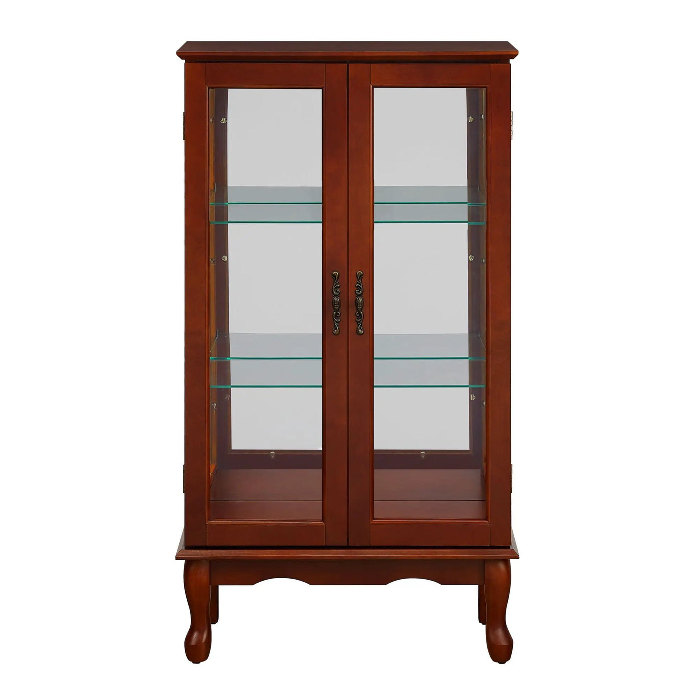 Curio Cabinet Lighted Curio Diapaly Cabinet With Adjustable Shelves And Mirrored Back Panel, Tempered Glass Doors (3 Tier), (E26 Light Bulb Not Included) by Unique Piece Furniture
