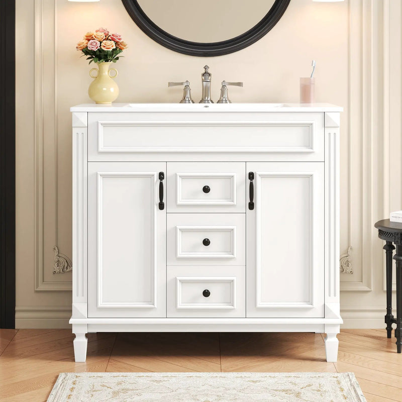 Bathroom Vanity With Top Sink, Basin On Cabinet With 2 Soft Closing Doors And 2 Drawers by Unique Piece Furniture