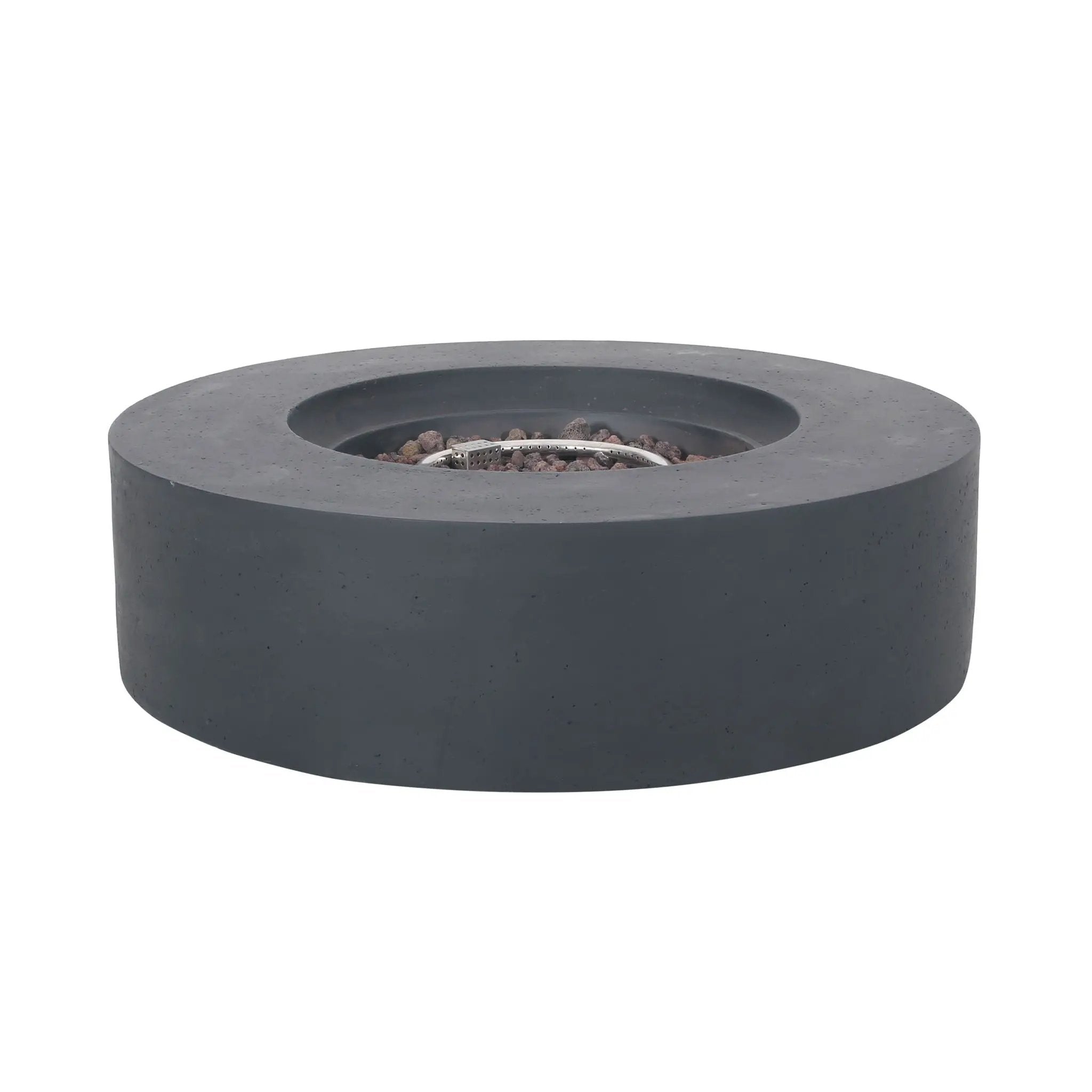 Modern Lightweight Concrete Outdoor Circular Fire Pit 50,000 BTU by HouseOfZazla