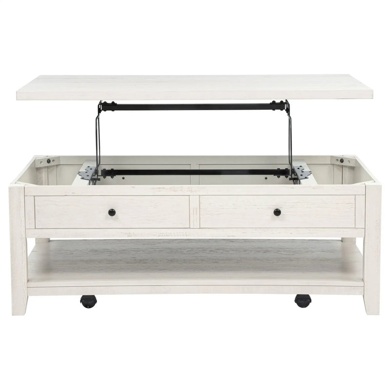 Payne 48-inch Mobile Lift Top Coffee Table Distressed White by Unique Piece Furniture
