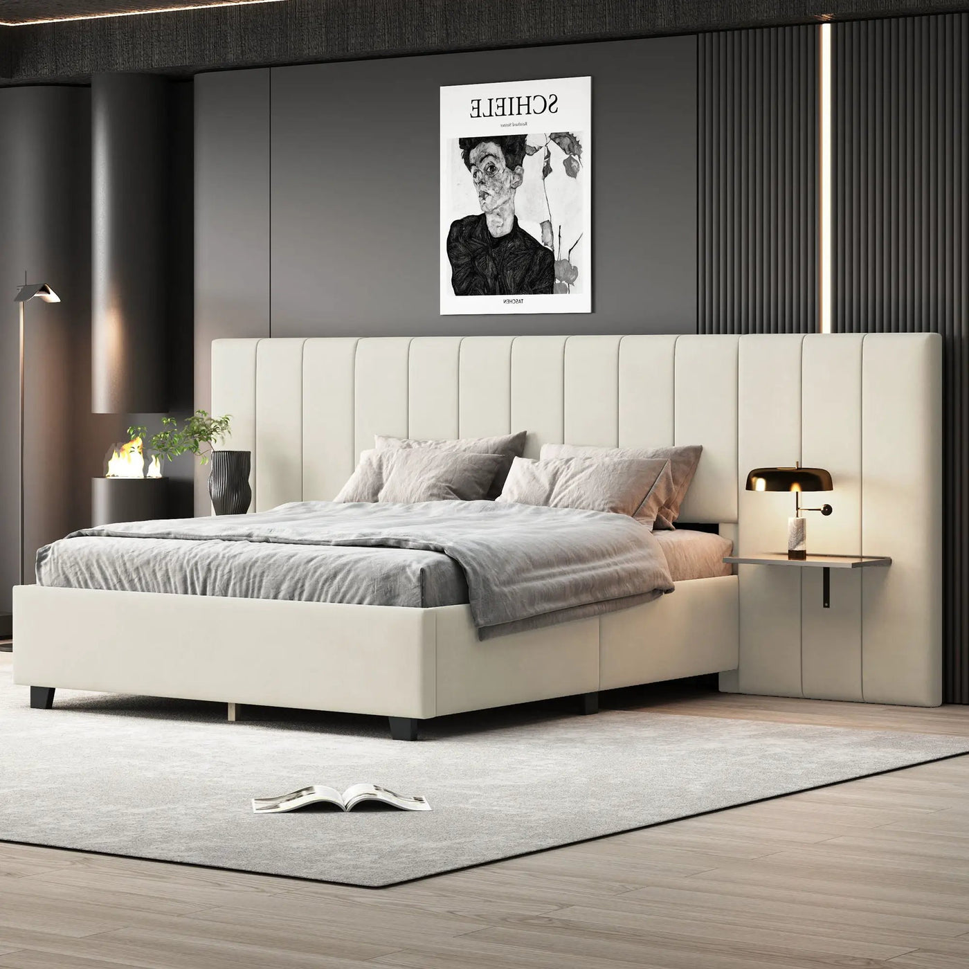 Upholstered Platform Bed With Big Headboard by HouseOfZazla