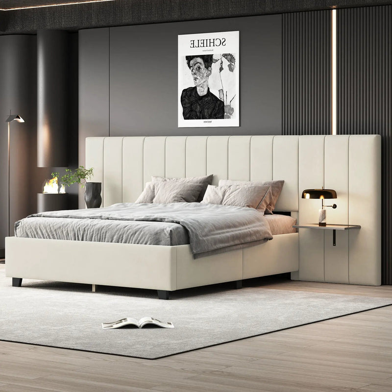 Upholstered Platform Bed With Big Headboard by HouseOfZazla