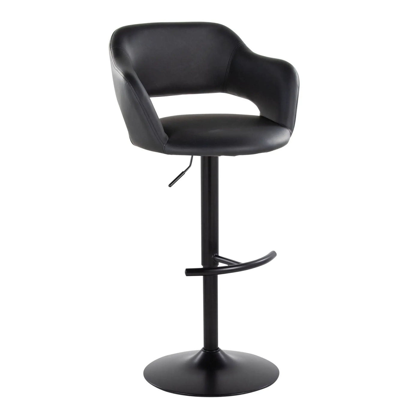 Margarite - Contemporary Adjustable Barstool With Swivel With Rounded T Footrest (Set of 2) by HouseOfZazla