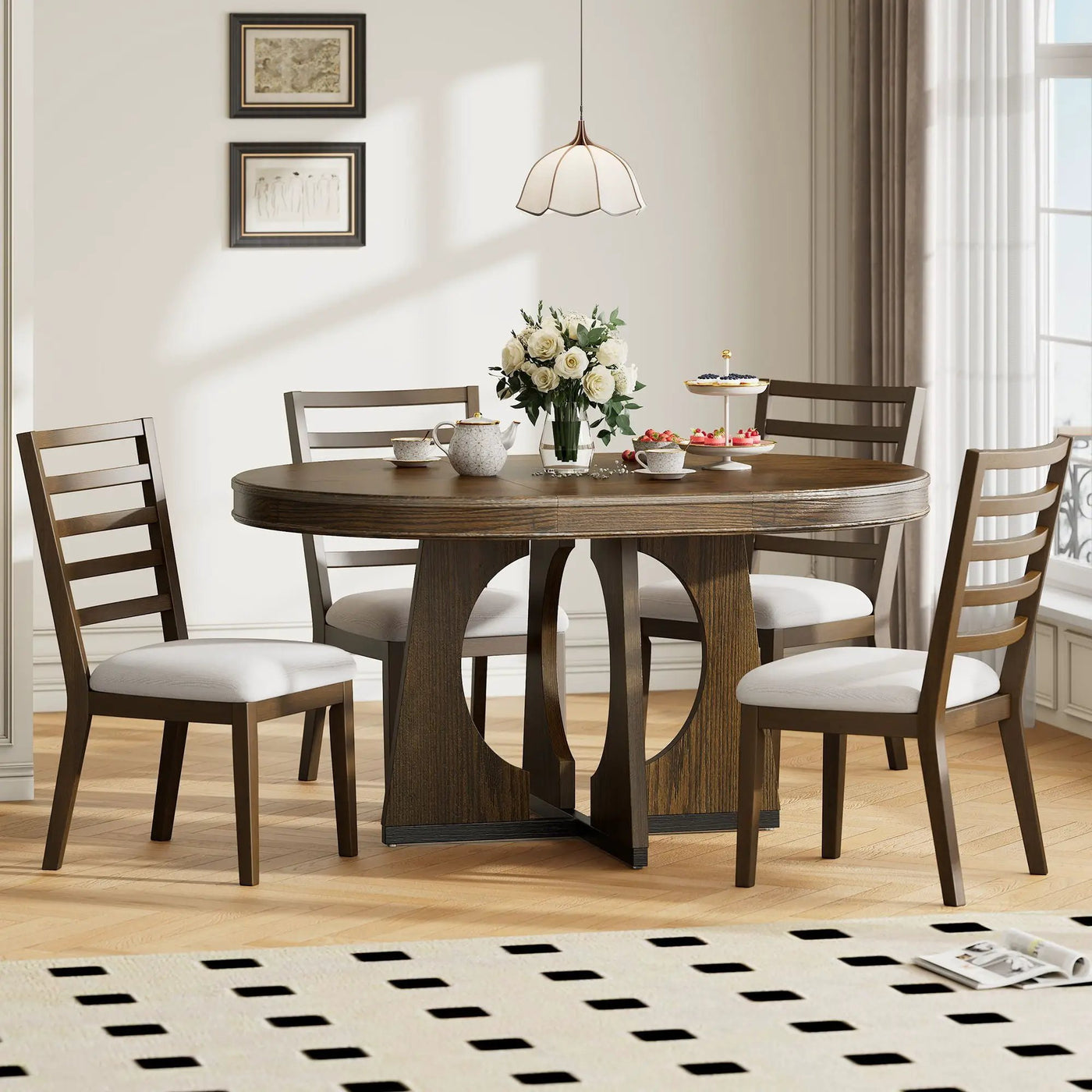 Round Dining Table Set For 4 With Chairs by HouseOfZazla
