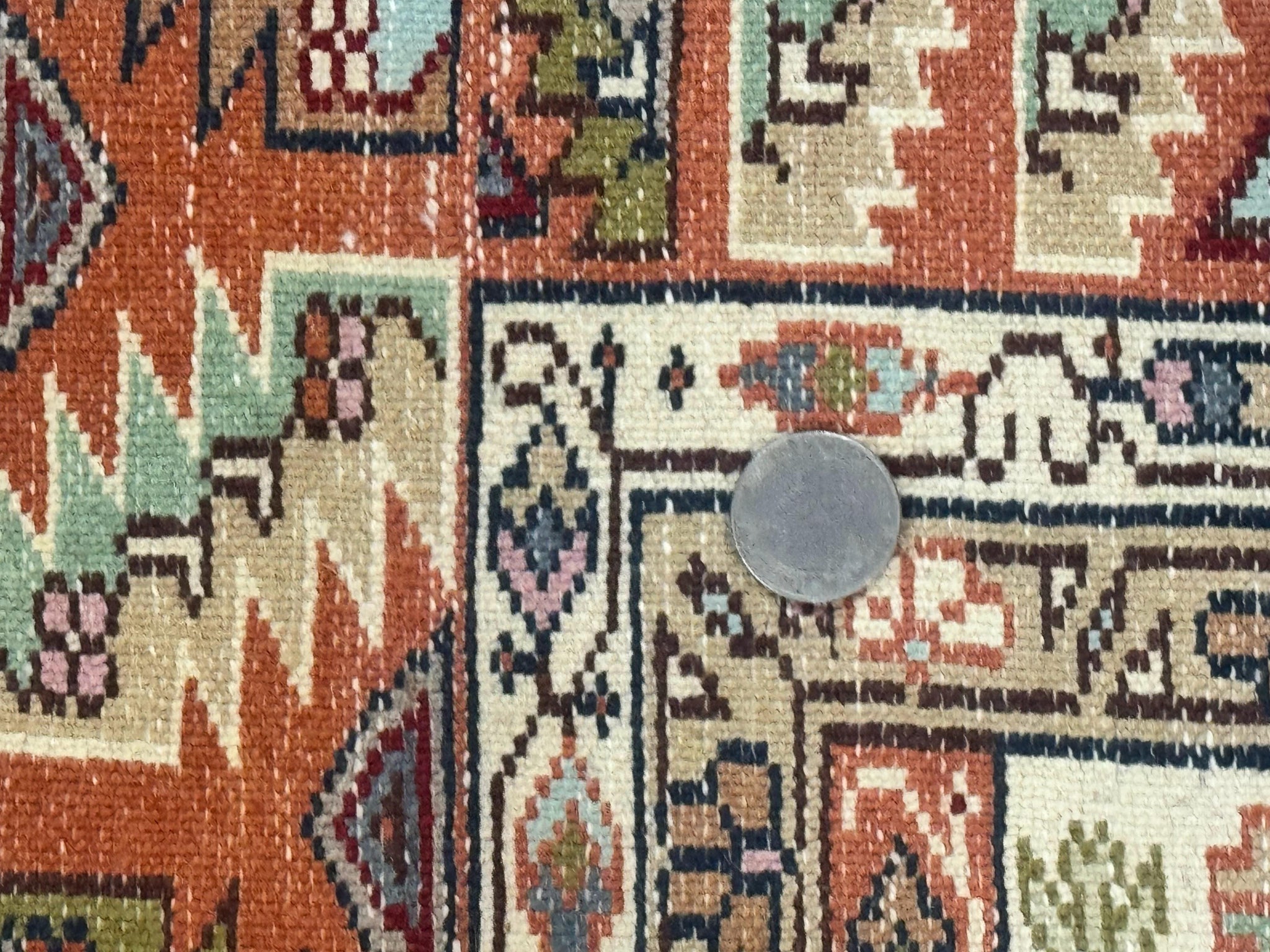 Turkish Kazak Rug 4x6, Geometric Medallions, Vintage Handmade Wool Carpet by Jewel Rugs