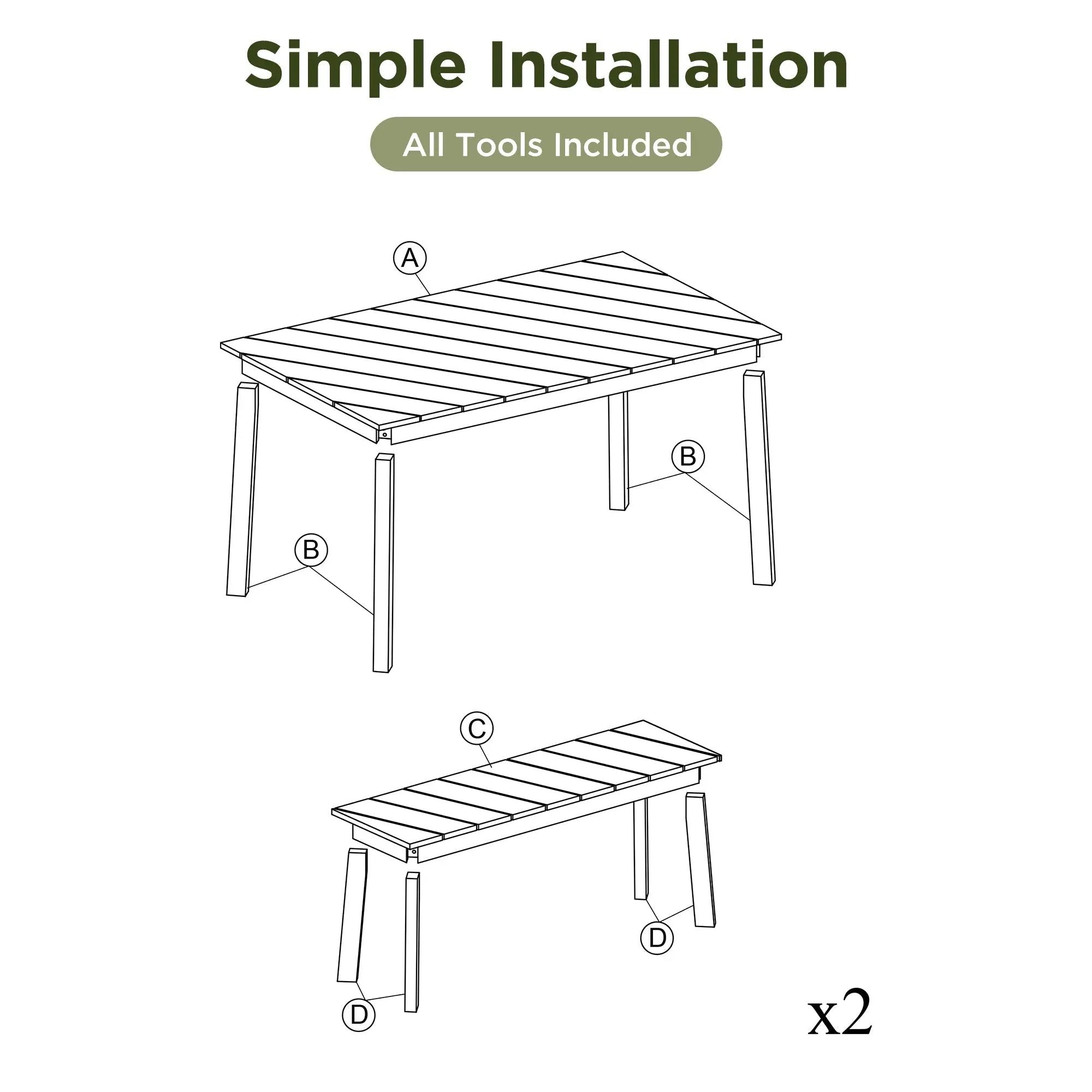 Go 3-Piece Acacia Wood Table Bench Dining Set by HouseOfZazla