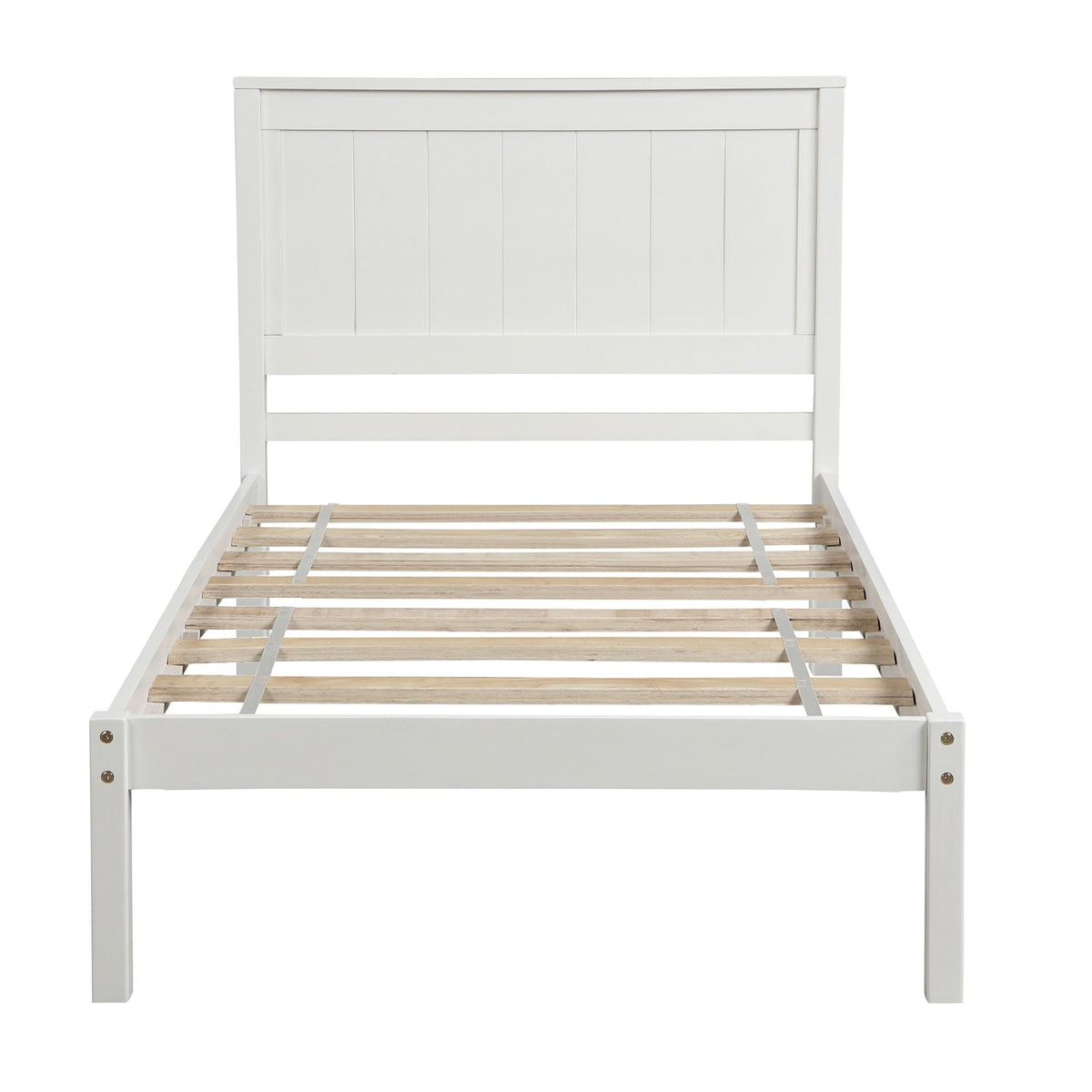 Platform Bed Frame with Headboard - Pine Wood, No Box Spring Needed
