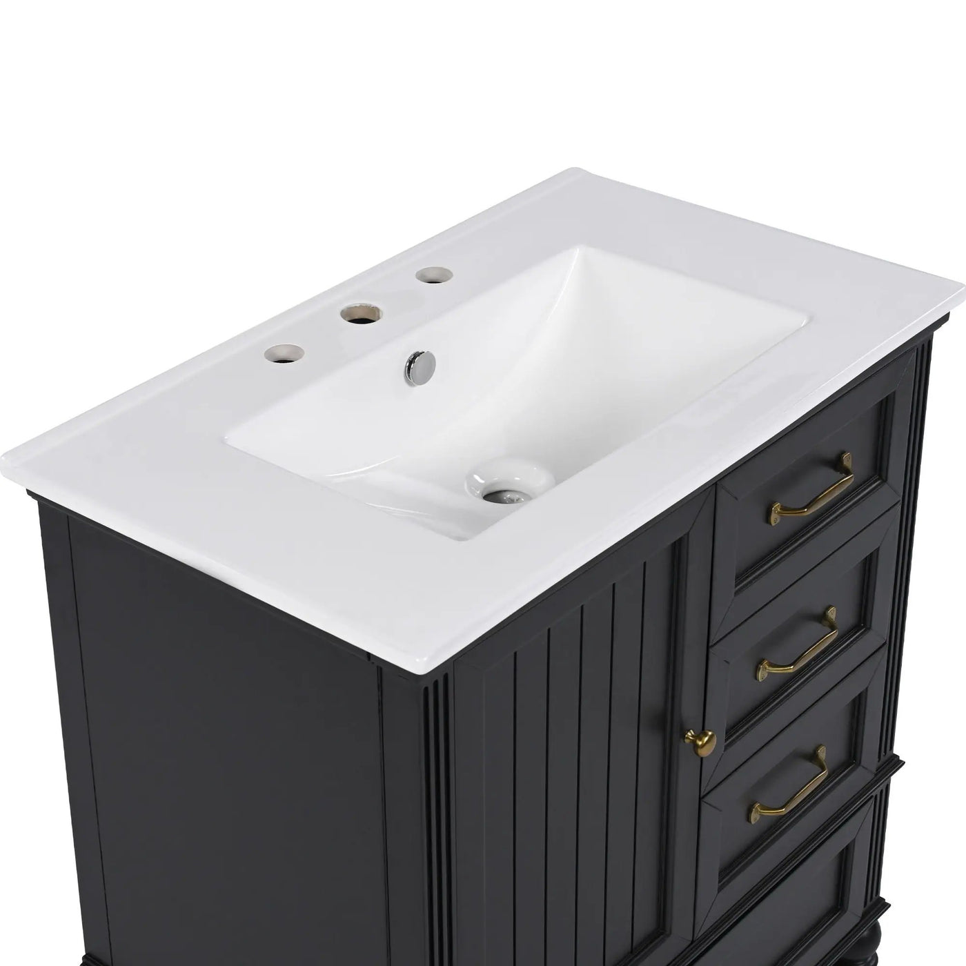 30" Bathroom Vanity With Sink, 3 Drawers, Adjustable Feet by HouseOfZazla
