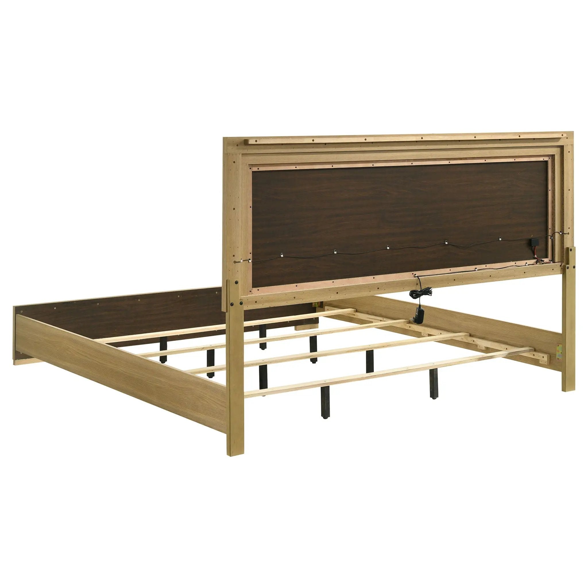 Hyland Eastern King Panel Bed LED Headboard Natural by Unique Piece Furniture