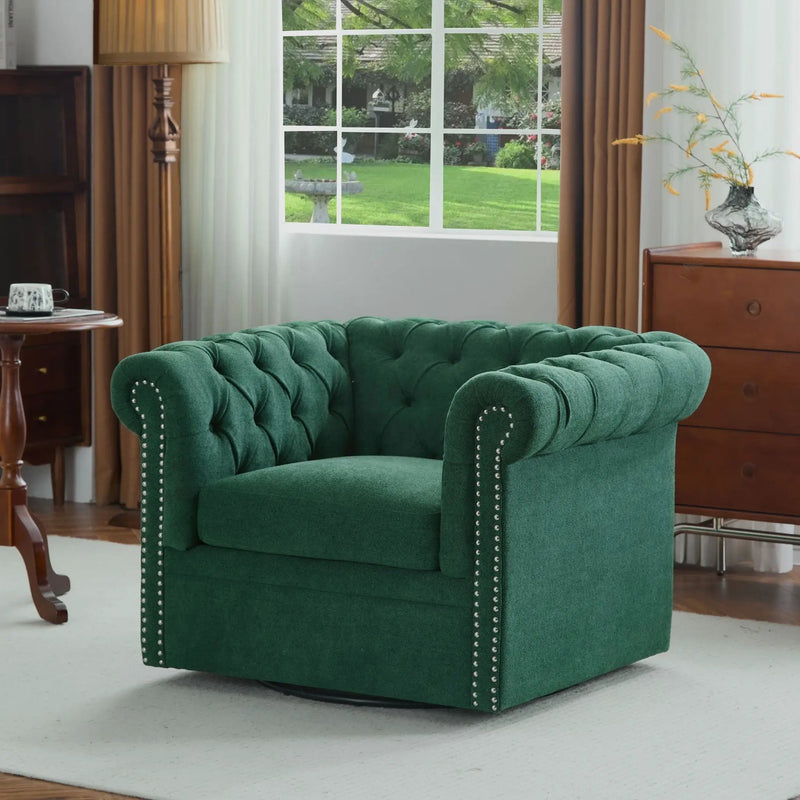 Chesterfield Style Swivel Club Chair With Button Tufted by HouseOfZazla