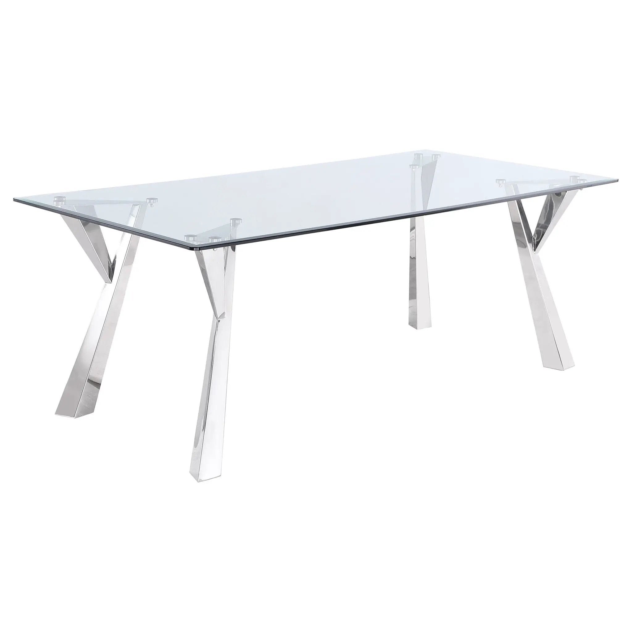 Alaia Rectangular 79-inch Glass Top Dining Table Chrome by Unique Piece Furniture