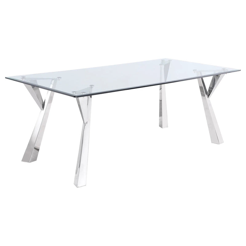 Alaia Rectangular 79-inch Glass Top Dining Table Chrome by Unique Piece Furniture