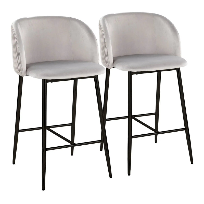Fran - Pleated Waves Contemporary Fixed Height Counter Stool (Set of 2) by HouseOfZazla