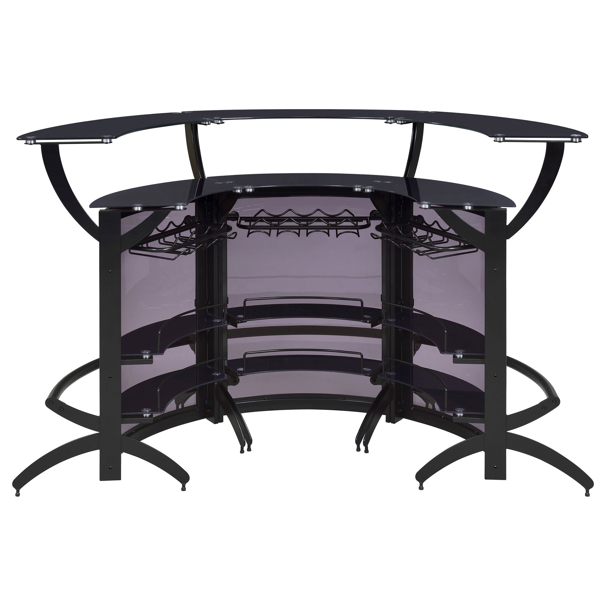 Elaina - 3 Piece Curved Freestanding Home Bar - Black by HouseOfZazla