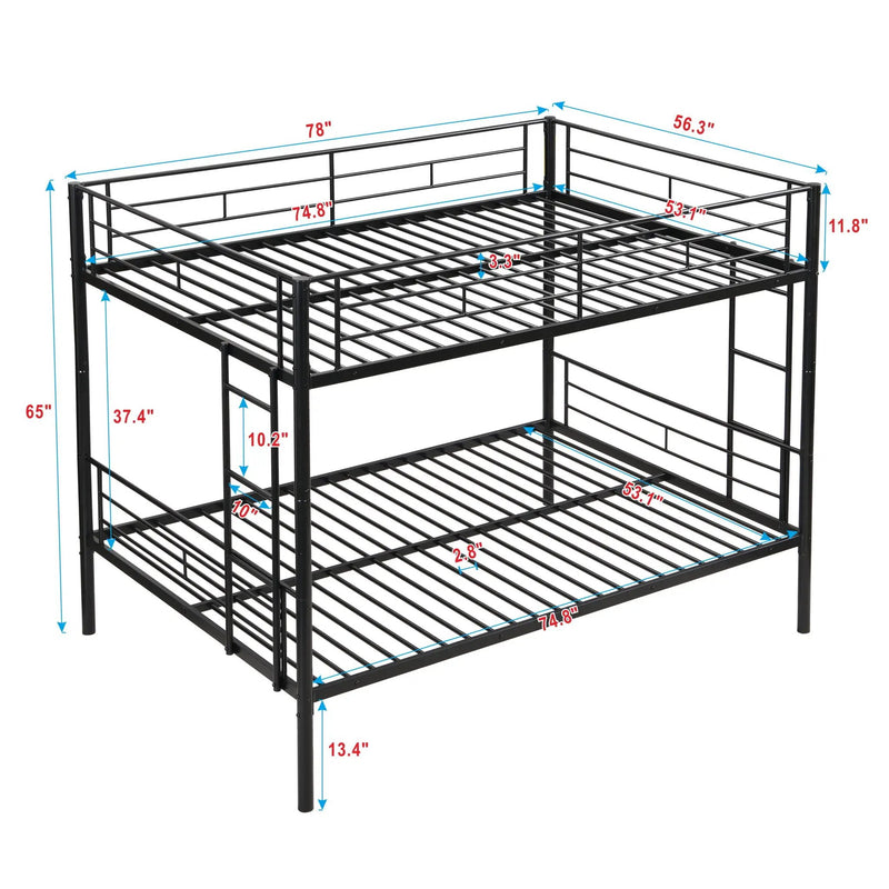 Modern Metal Bunk Bed, Full Over Full, No Box Spring Needed - Black by Unique Piece Furniture
