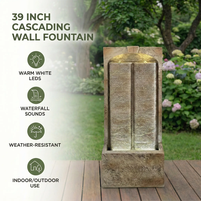 39 Inch Outdoor Water Fountain with Pump by HouseOfZazla