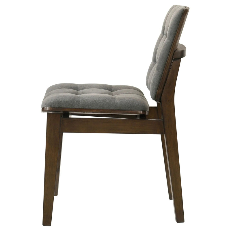 Redbridge Velvet Upholstered Side Chair Grey and Walnut (Set of 2) by Unique Piece Furniture