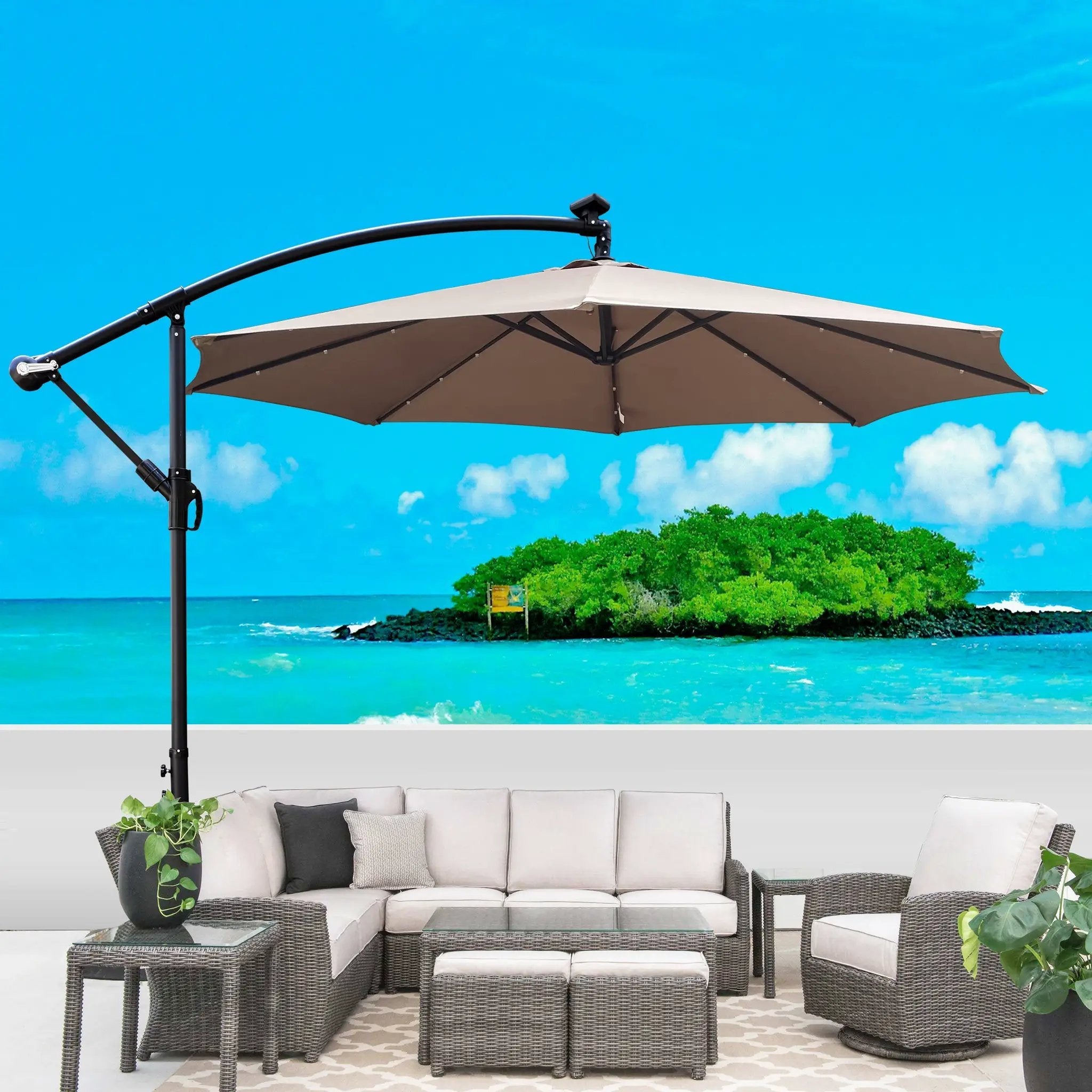 10 ft Outdoor Solar Powered LED Patio Umbrella by HouseOfZazla