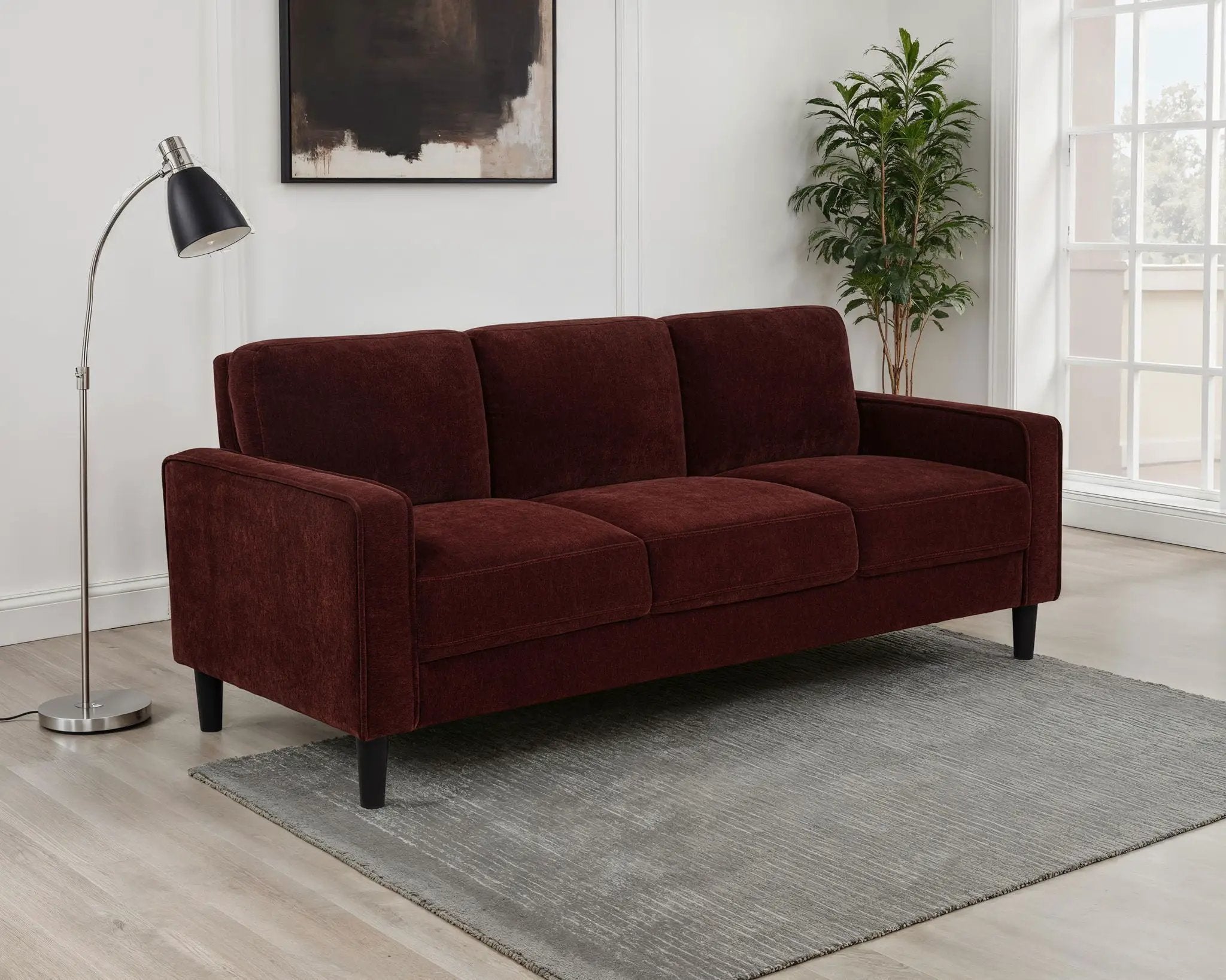 Ruth 77-inch Fabric Upholstered Track Arm Sofa Rust Red by Unique Piece Furniture