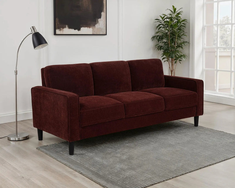 Ruth 77-inch Fabric Upholstered Track Arm Sofa Rust Red by Unique Piece Furniture