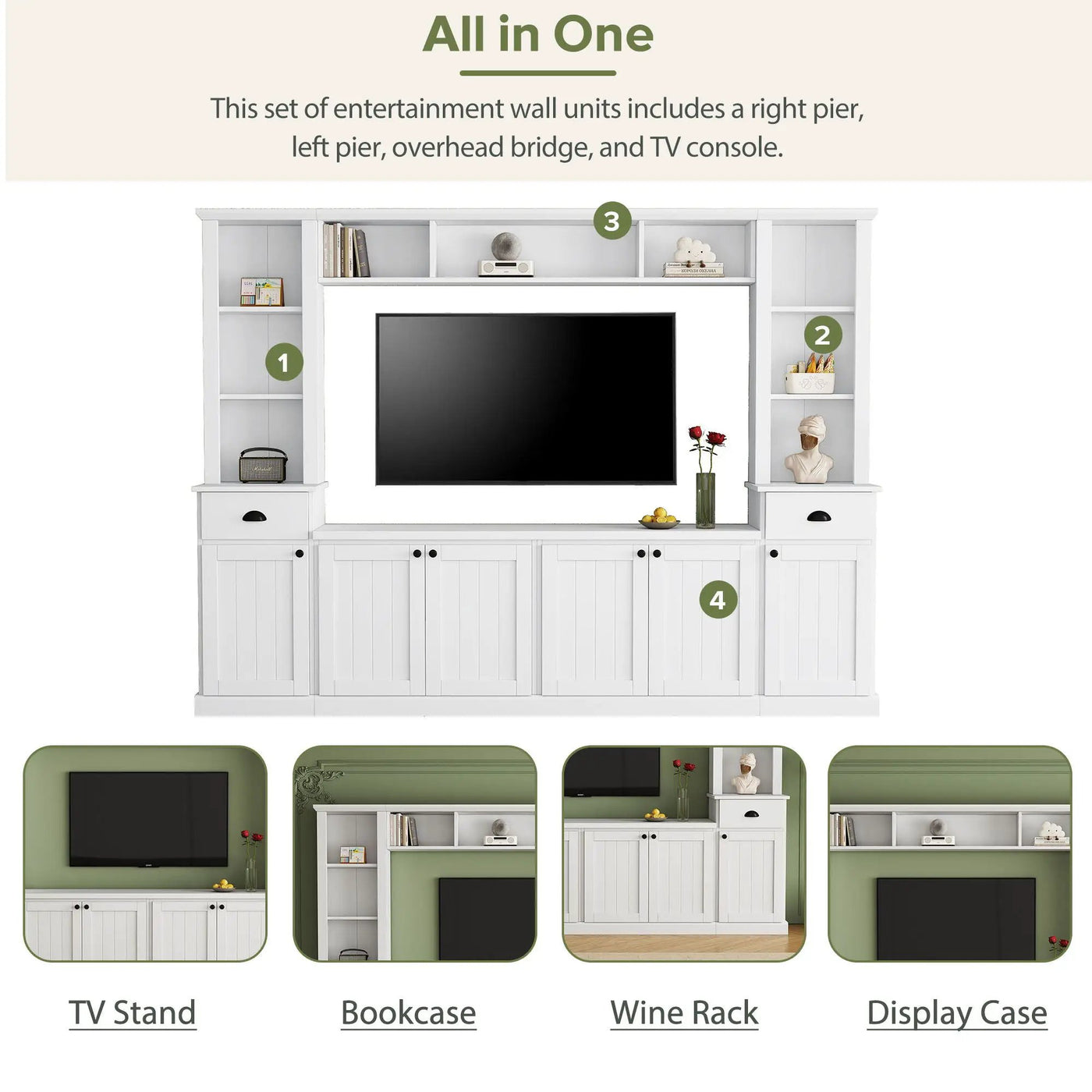Minimalist Entertainment Wall Unit Set With Bridge For TVs Up To 75" by Unique Piece Furniture