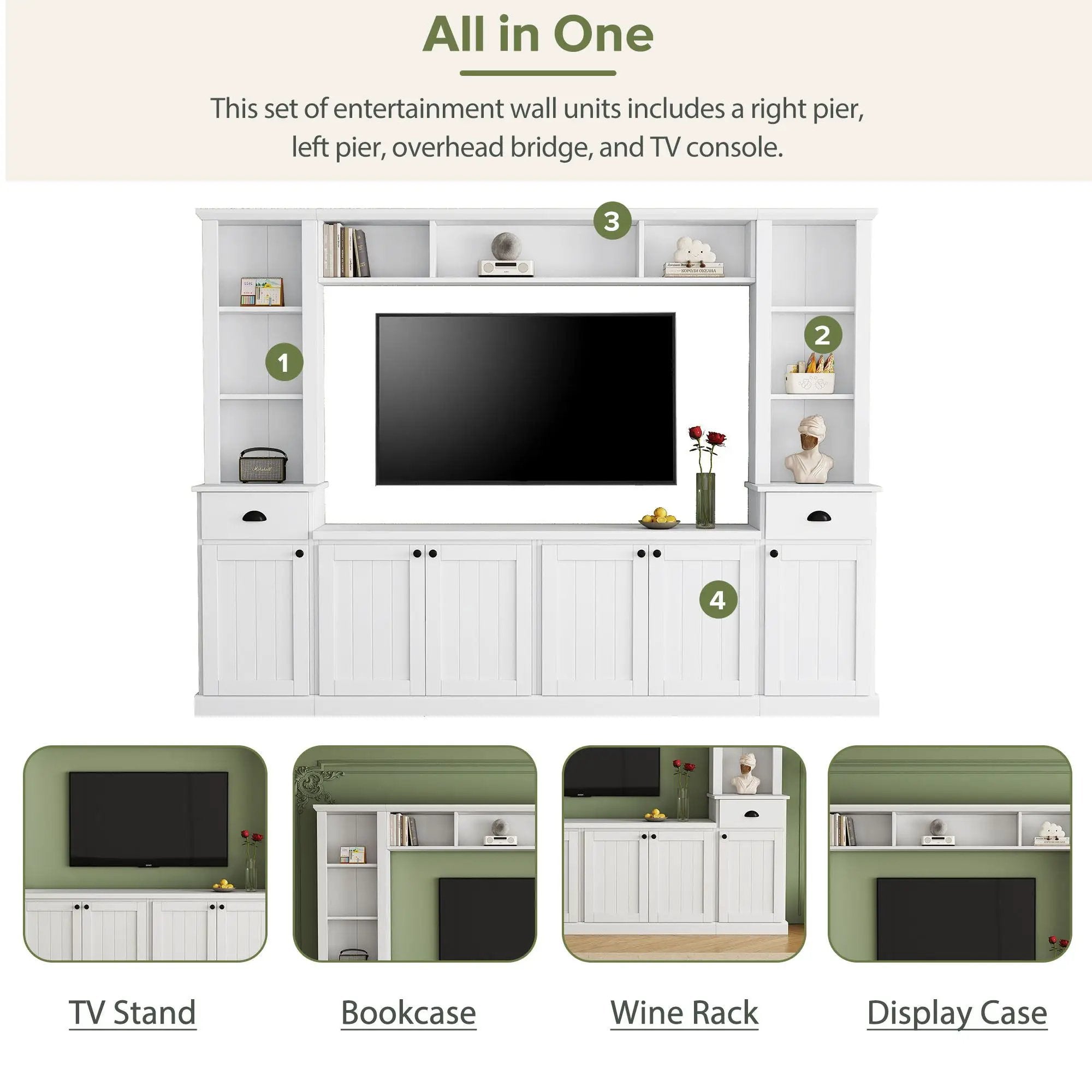 Minimalist Entertainment Wall Unit Set With Bridge For TVs Up To 75" by HouseOfZazla