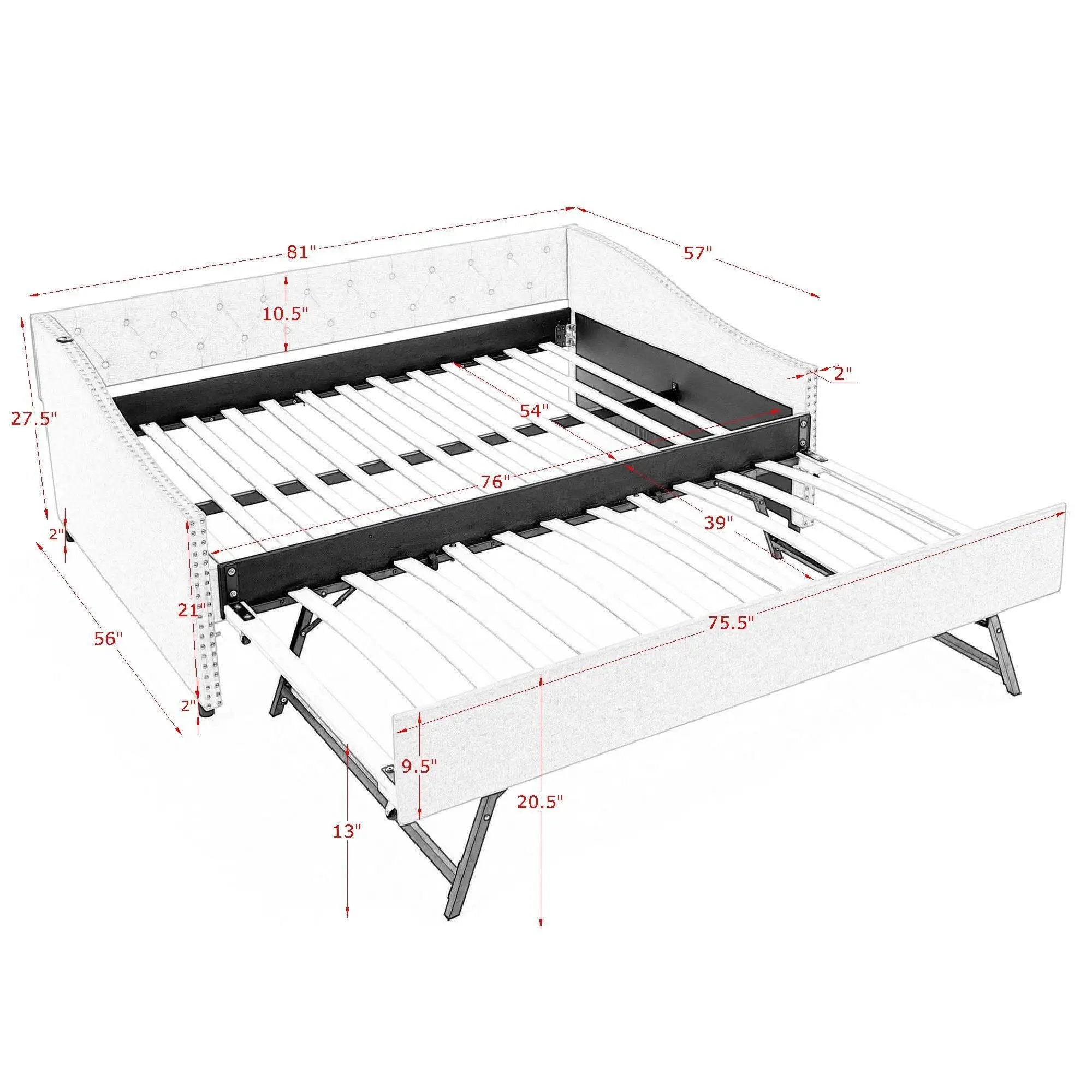 Upholstered Daybed With USB Charging & Pull Out Bed by Unique Piece Furniture