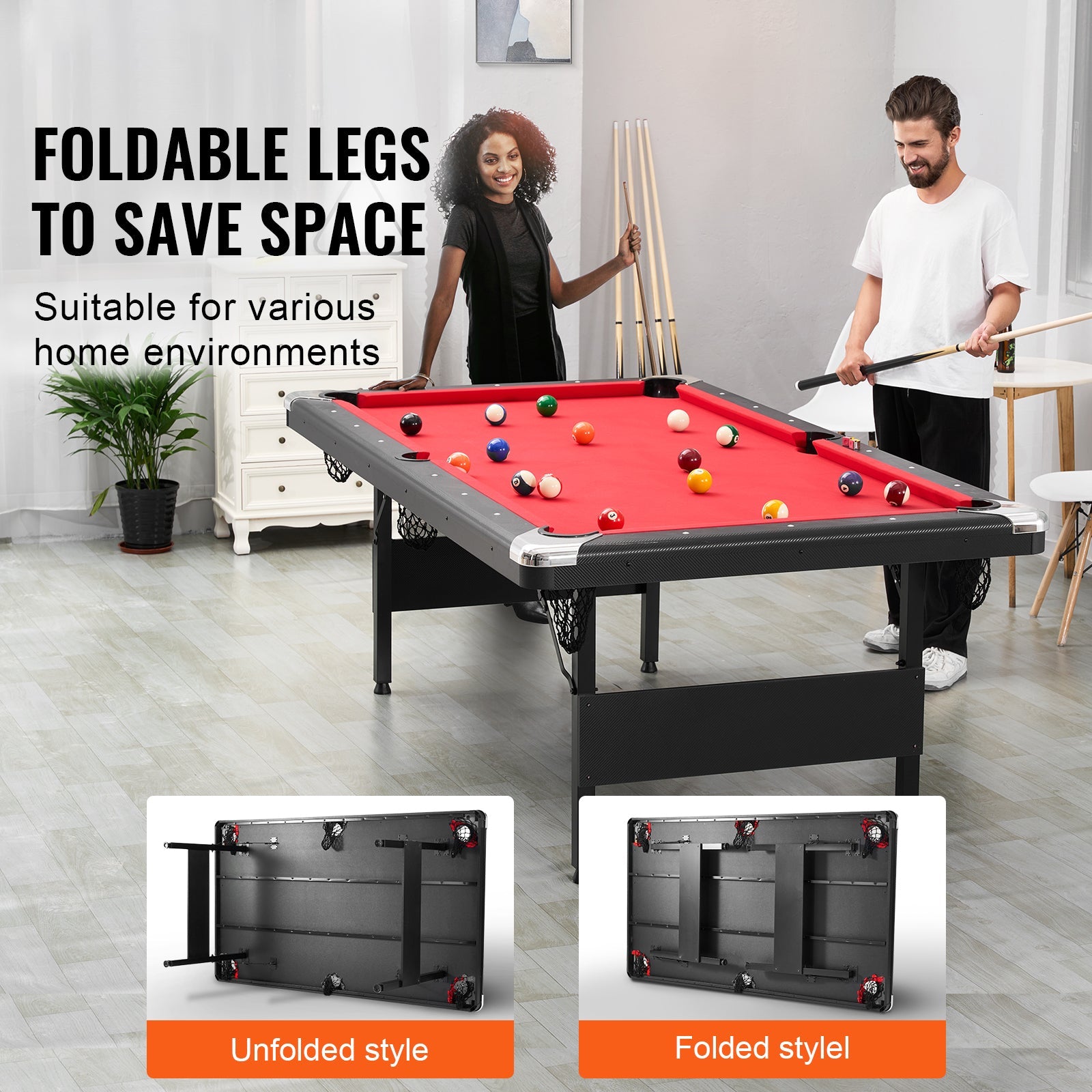 7 ft Foldable Portable Billiards Table with Complete Accessories by HouseOfZazla