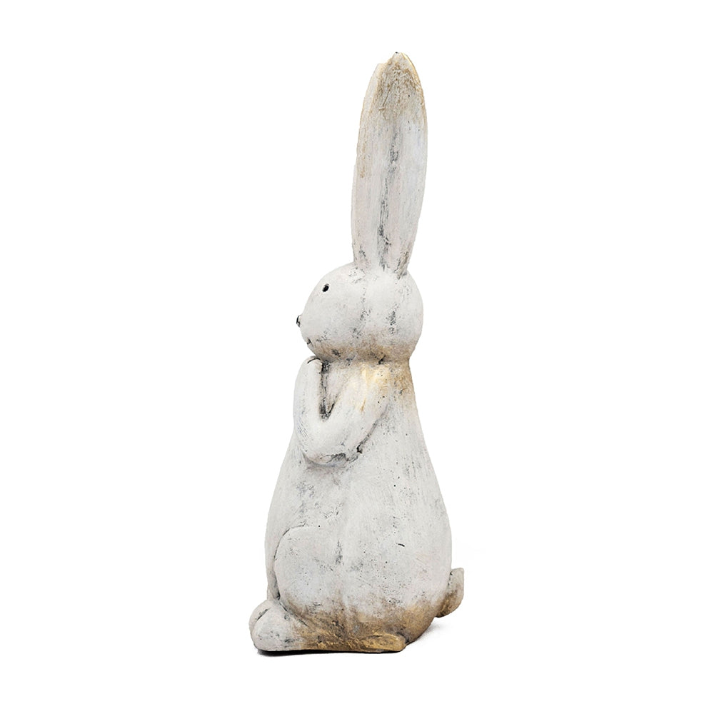 Textured Bunny Figurine with Iron Construction - White, photo 6 of 10
