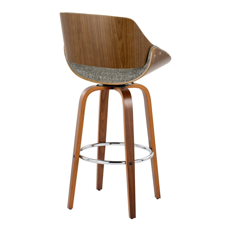 Fabrizzi - Mid Century Modern Fixed Height Barstool With Swivel With Round Footrest (Set of 2) by Unique Piece Furniture