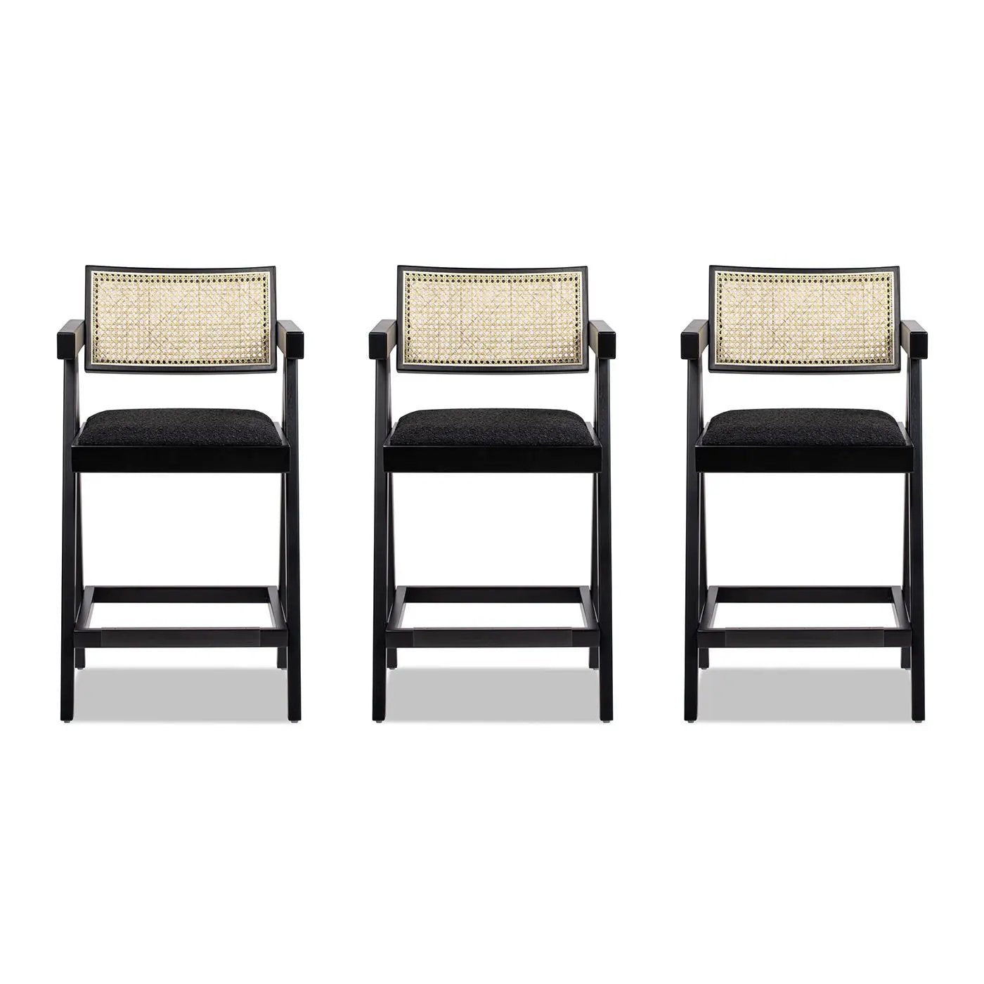 Milan - Modern Webbing Back Stool With Arms (Set of 3) by Unique Piece Furniture