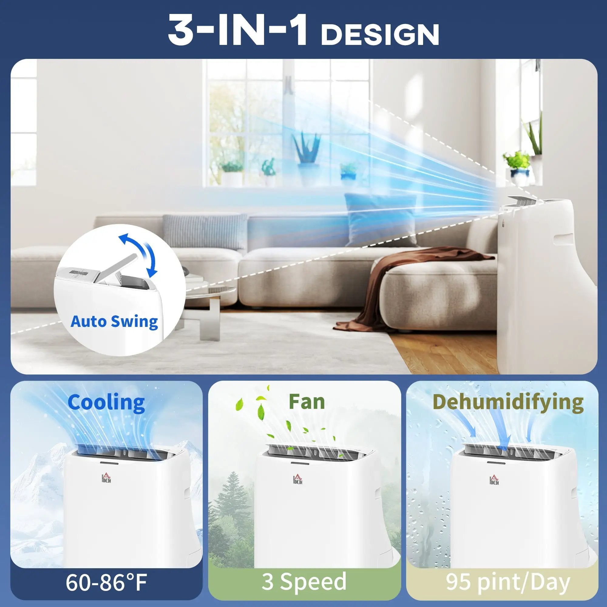 HOMCOM Inverter Air Conditioner, 14000 BTU Dual Hose Portable AC Unit by HouseOfZazla