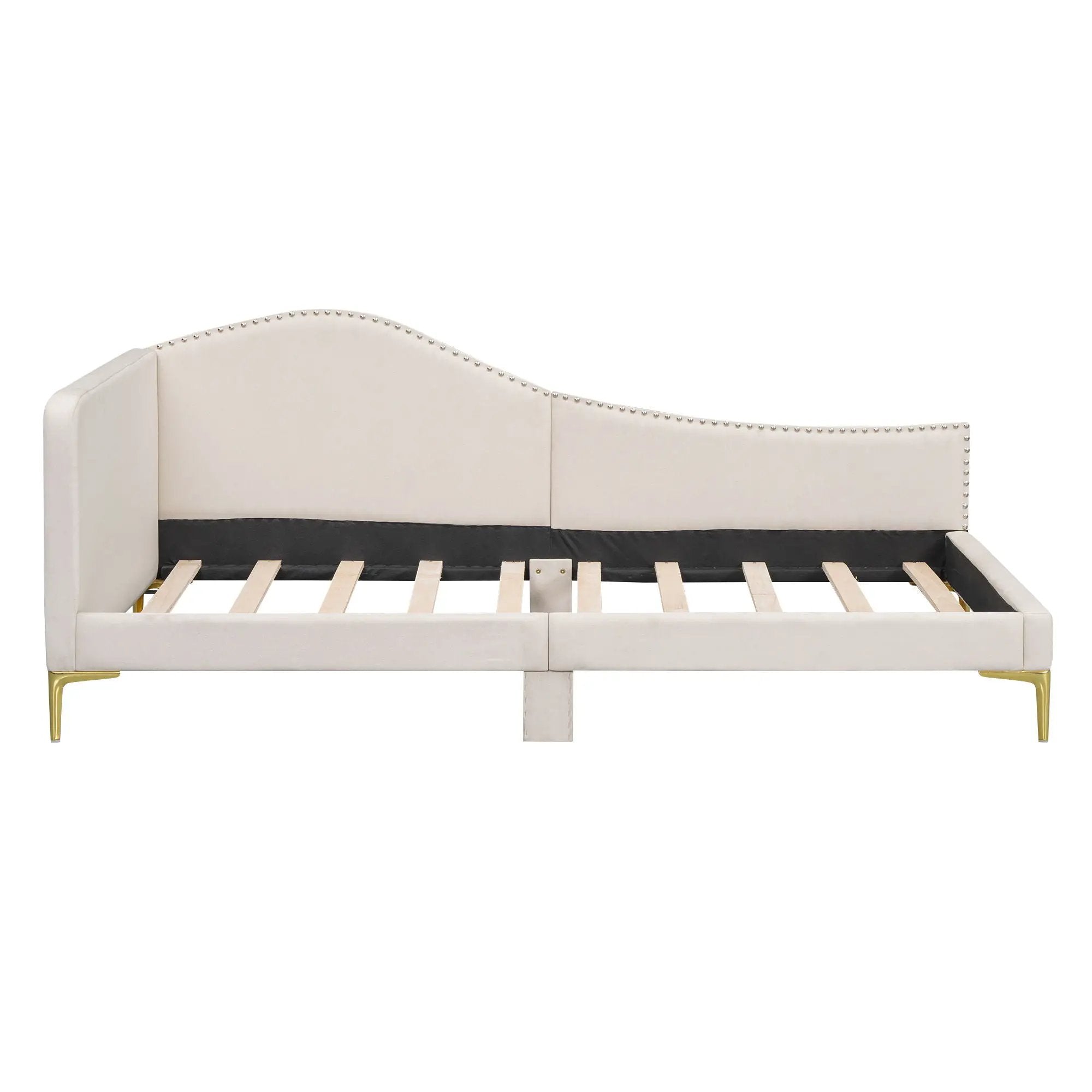 Upholstered Daybed With Headboard And Armrest, Support Legs by Unique Piece Furniture