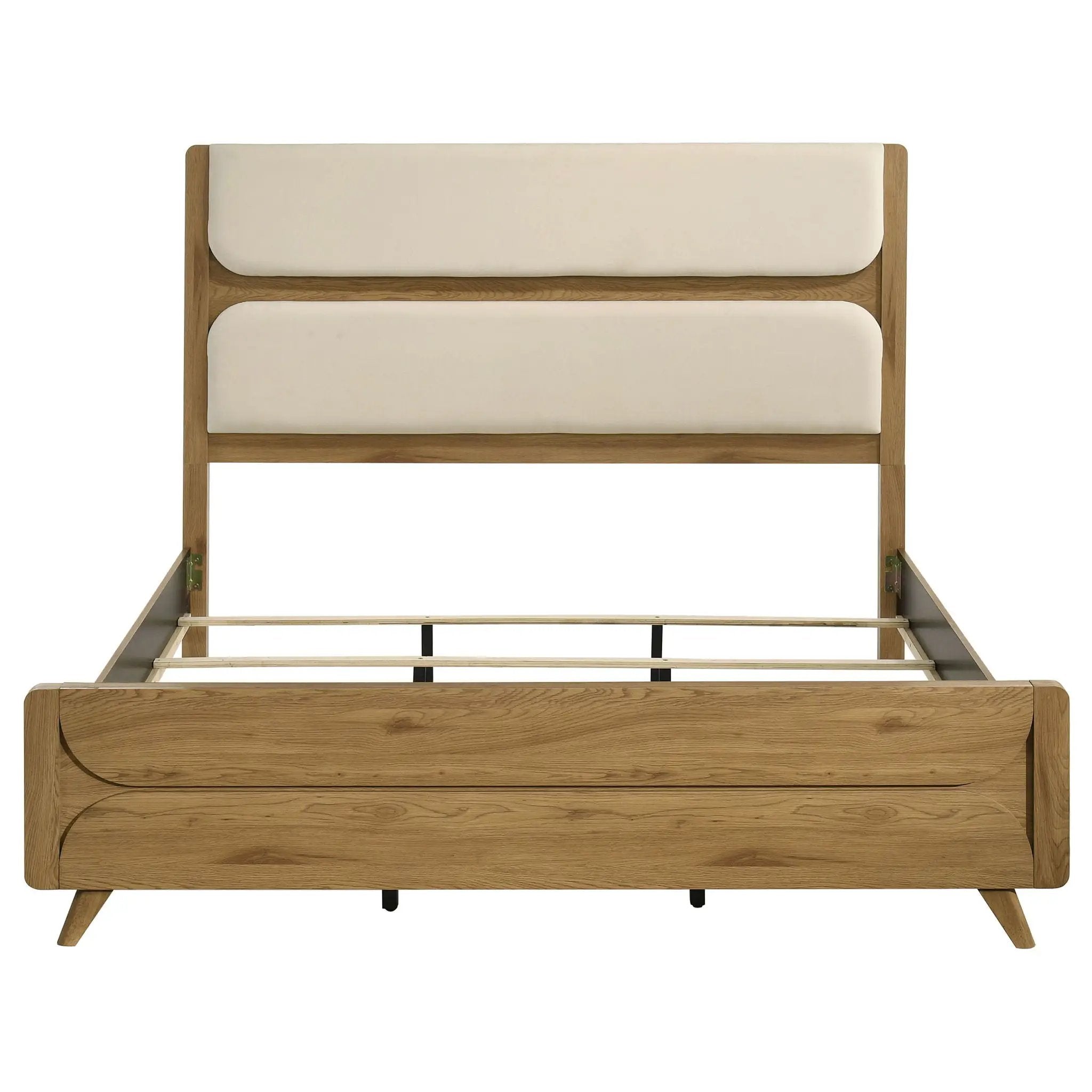 Bennett 62-inch Eastern King Upholstered Panel Bed Cream and Light Oak by Unique Piece Furniture