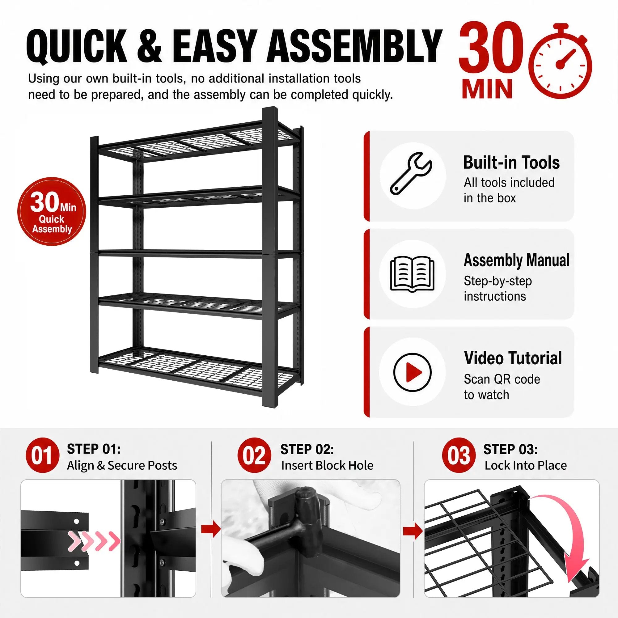 72"H 5-Tier Adjustable Heavy Duty Shelving Rack by HouseOfZazla