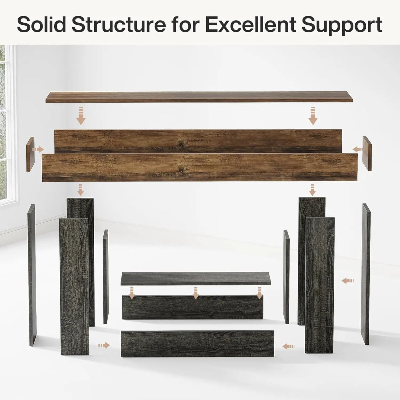 Console Table With 2 Tier Storage, U Shaped Base by HouseOfZazla
