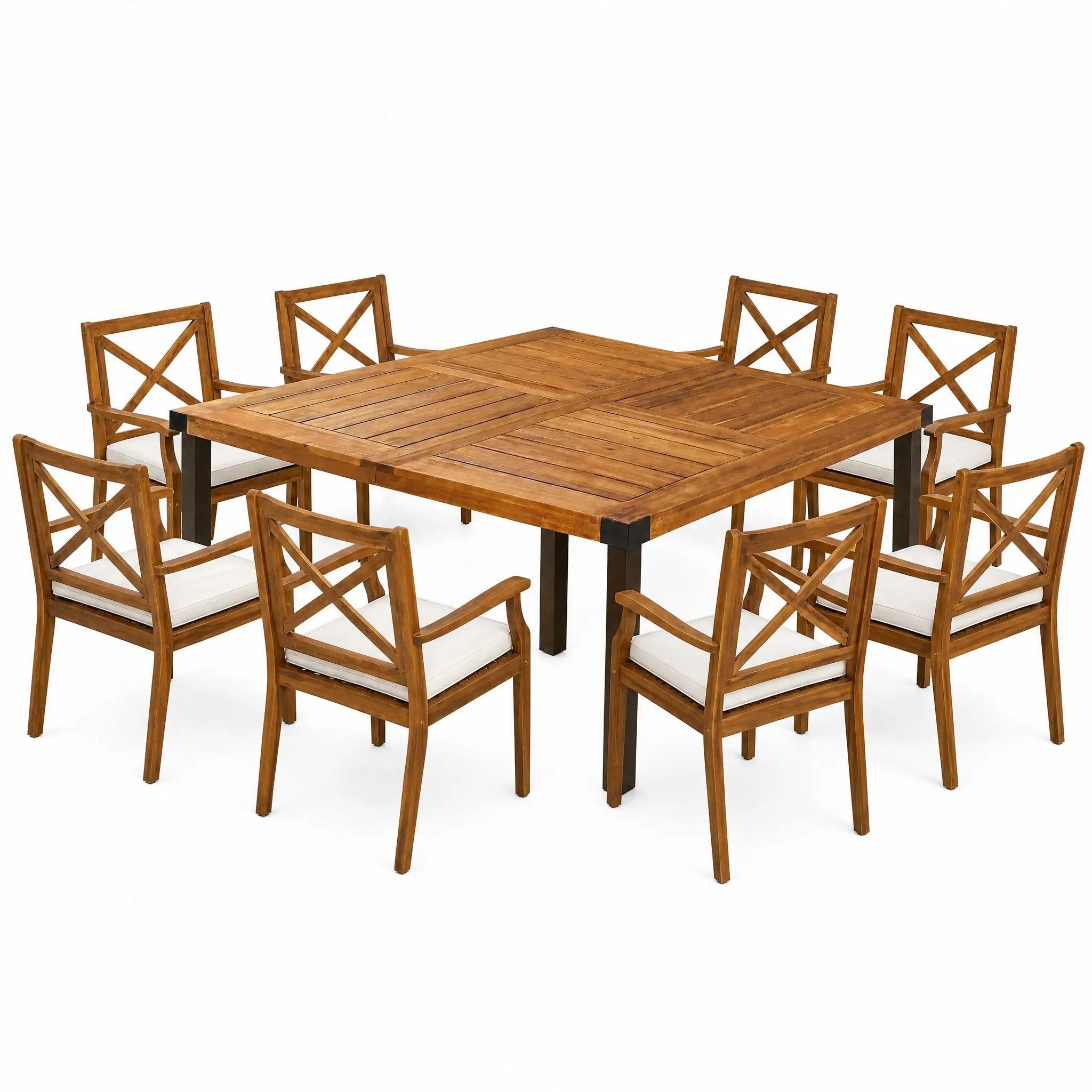 9-Piece Acacia Wood Outdoor Patio Dining Set by HouseOfZazla