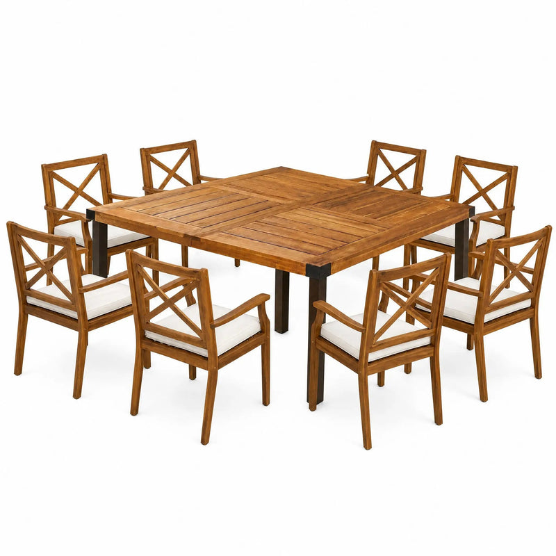 9-Piece Acacia Wood Outdoor Patio Dining Set by HouseOfZazla