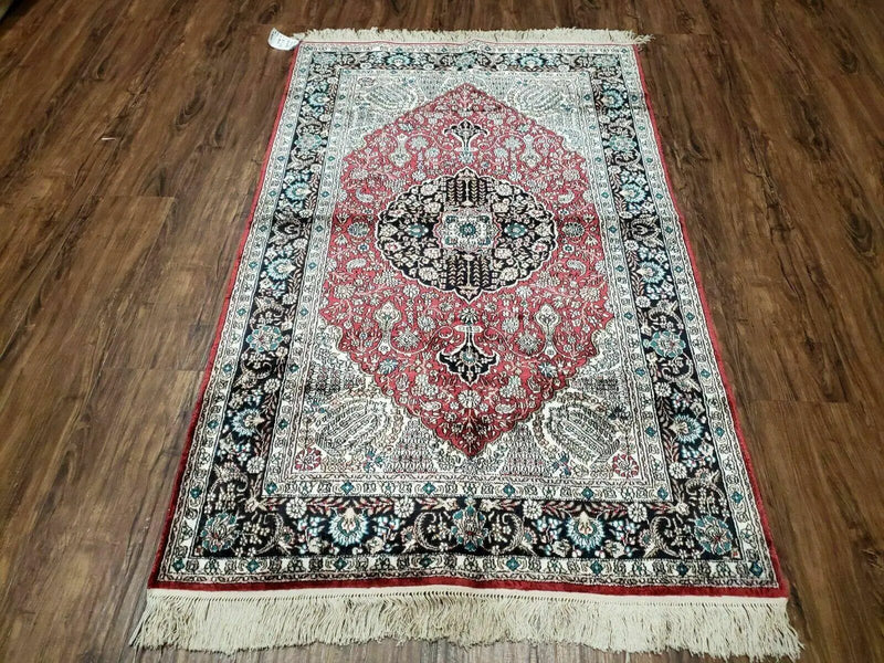 3' X 5' Vintage Fine Handmade India Oriental Kashmir Silk Rug 400 KPSI Wow by Jewel Rugs