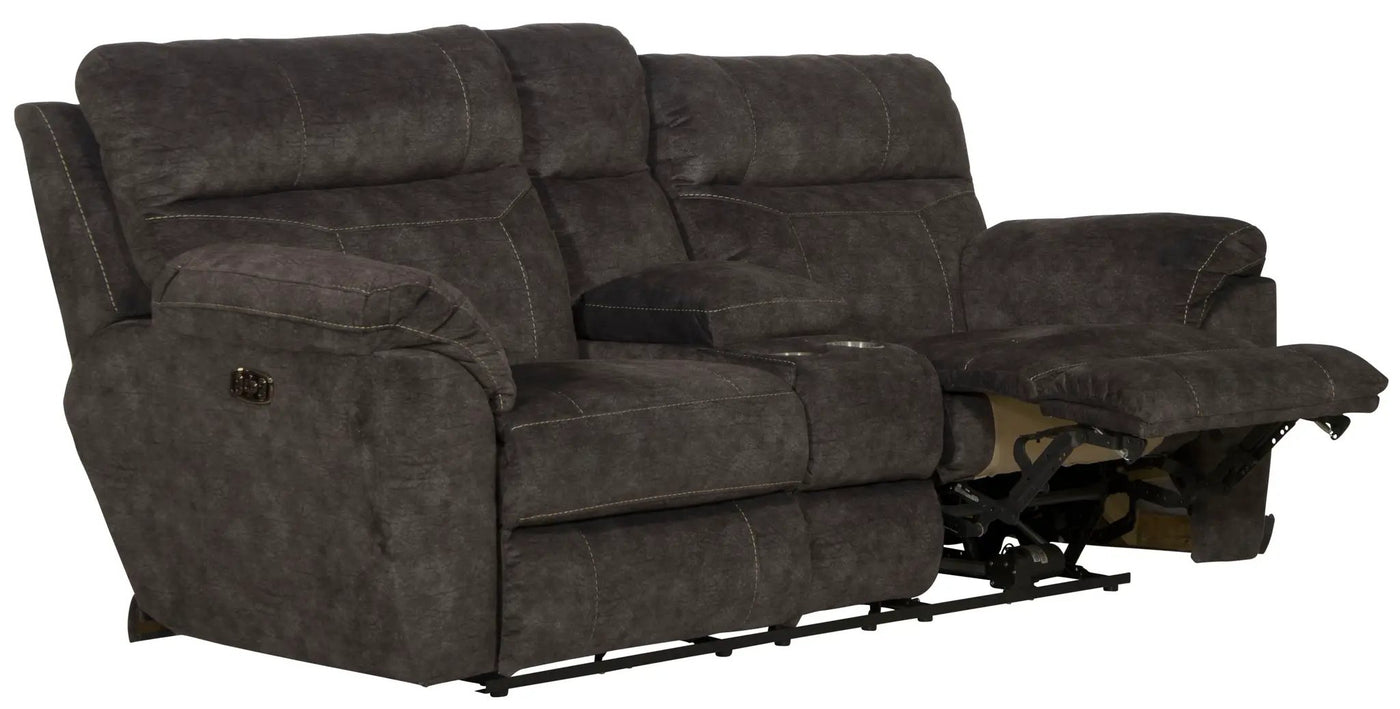Sedona - Power Hdrst With Lumbar Lay Flat Reclining Console Loveseat With Storage & Cupholders by Unique Piece Furniture