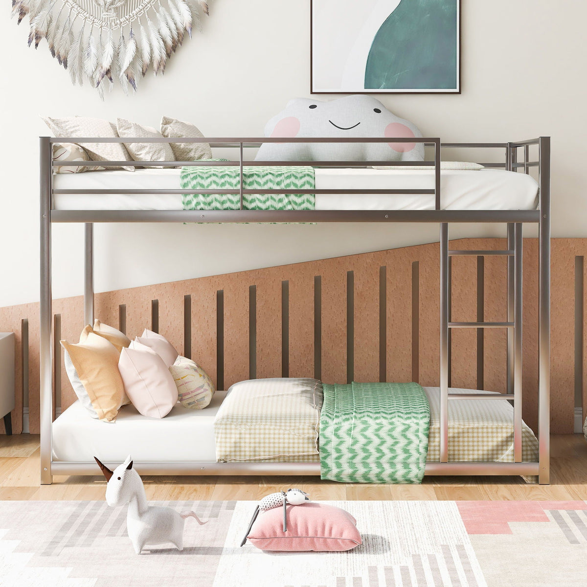 Metal Bunk Bed, Low Bunk Bed With Ladder, photo 18 of 21