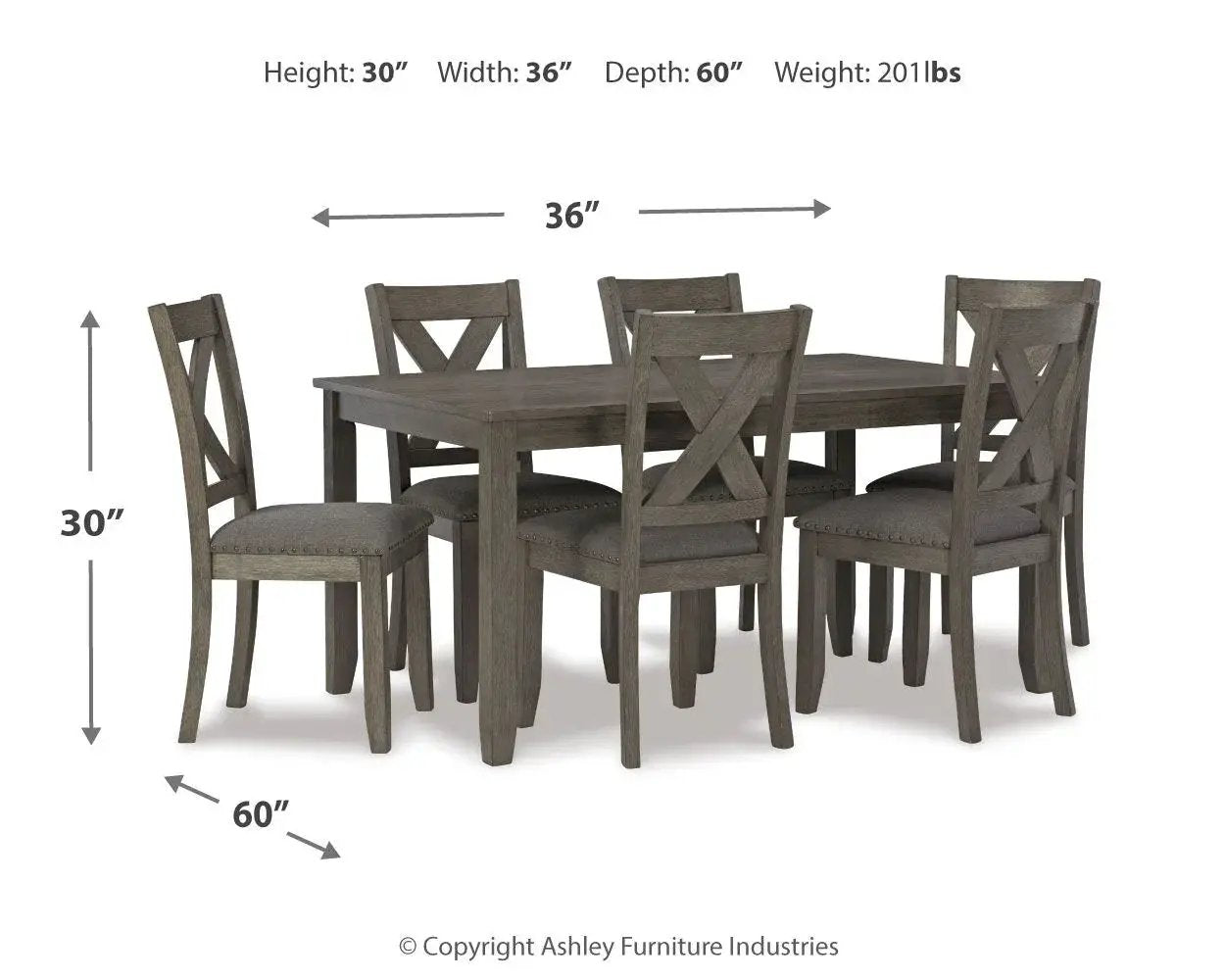 Caitbrook - RECT DRM Table Set (Set of 7) - Gray by Unique Piece Furniture