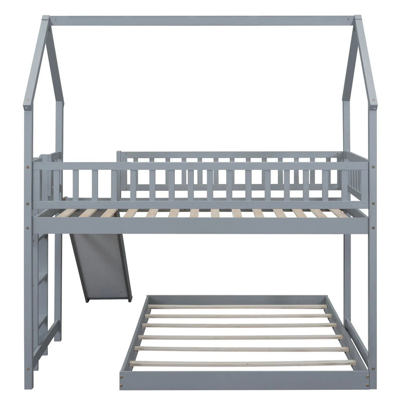 House Bunk Bed With Slide And Built In Ladder by HouseOfZazla