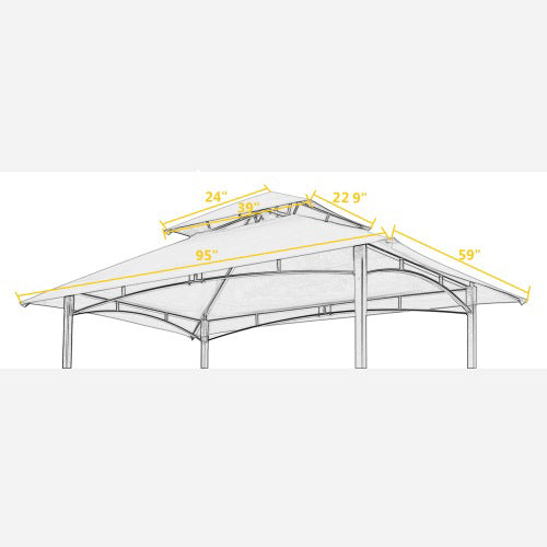 8x5Ft Grill Gazebo Replacement Canopy with Double-Tiered Roof - Brown, Burgundy, or Beige, photo 6 of 10